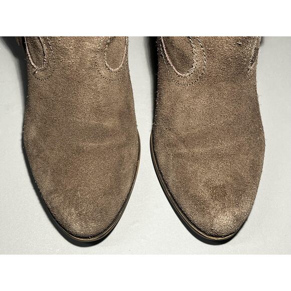 Steve Madden Boots Womens Size 10 Taupe Suede Ohio Fringe Western Ankle Booties - Picture 5 of 8